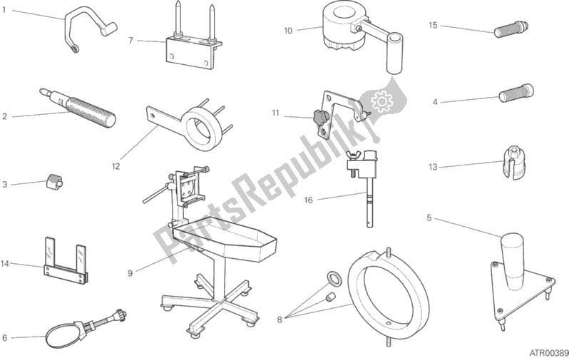 All parts for the 001 - Workshop Service Tools of the Ducati Multistrada 1260 S Touring USA 2020